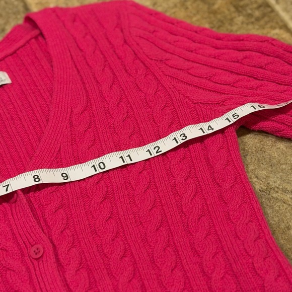 Hollister Hot Pink Cable Knit Cropped V-Neck Cardigan Sweater Womens Small - Picture 6 of 14